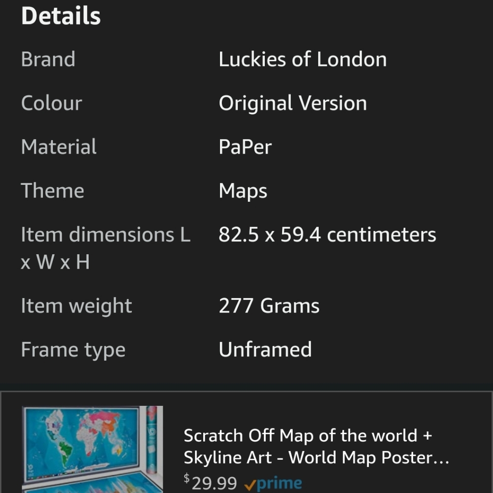 Scratch map. New condition. - Picture 3 of 3